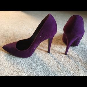 Yves Saint Laurent purple suede Swarovski pumps